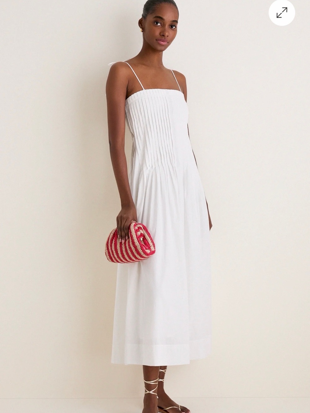 Tuckernuck Off White Pleated Front Detail Midi Dress - Picture 2 of 3
